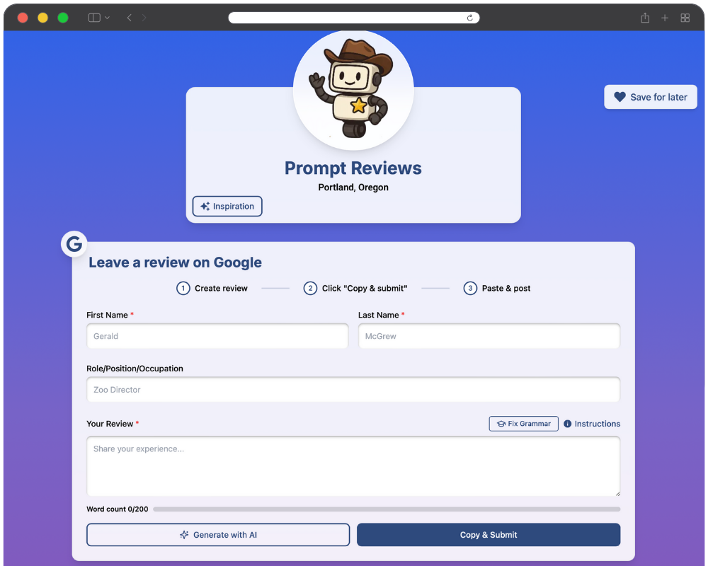 Prompt Page example